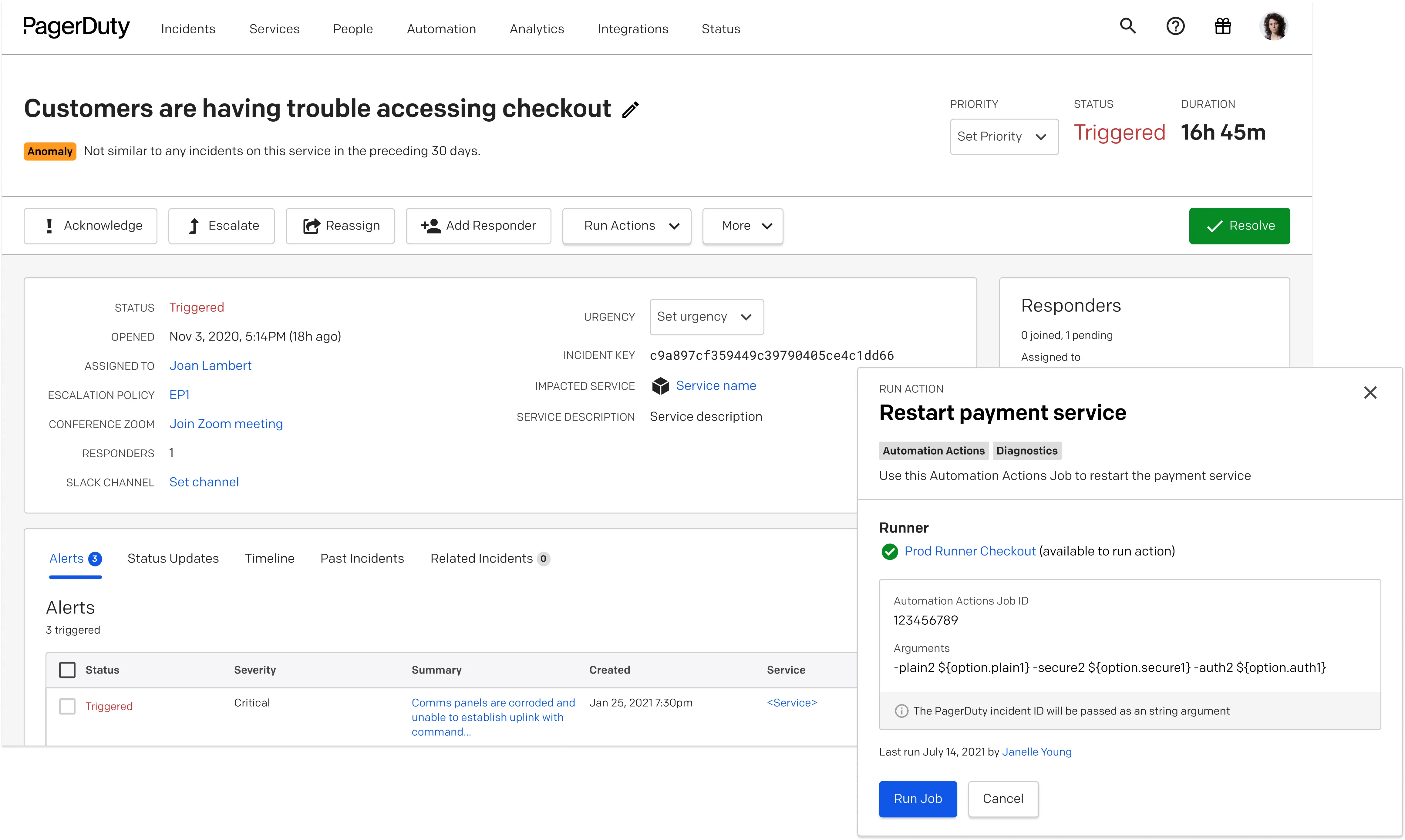 PagerDuty Automation Actions のイメージ