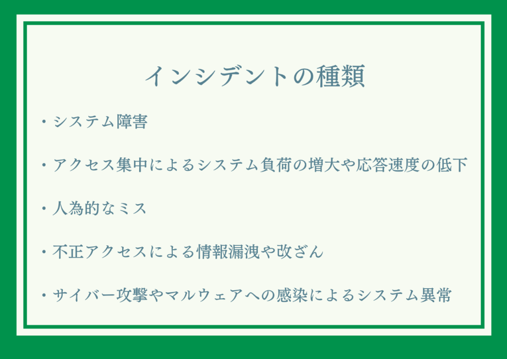 インシデントの種類